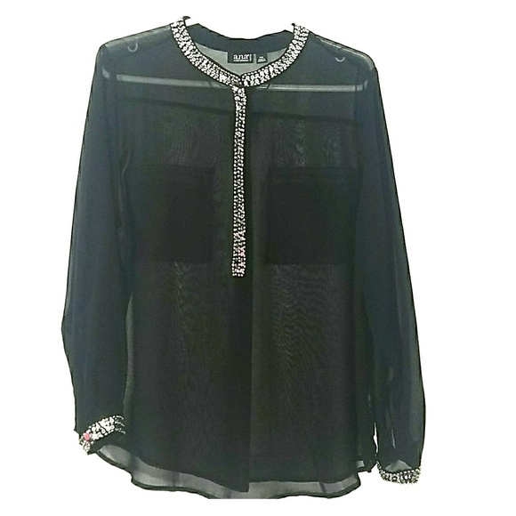 a.n.a Tops - Black sheer top